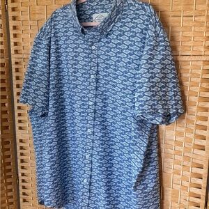 Blue Fish Bass Salmon Patterned Men's Shirt 2XL